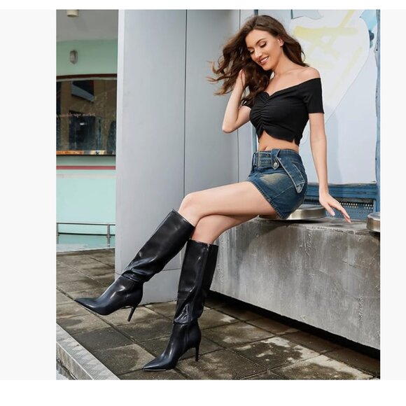 EasyFox Knee High Pointed Toe Tall Boots NIB - Picture 1 of 12